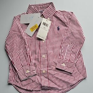Ralph Lauren Kids Red and White Striped Button Down Shirt